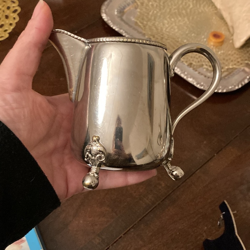 Antique Silver Plate Footed Bun feet Jug As found